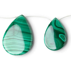 34x25-49x36mm Malachite Plain Pear Briolettes 6 inch 5 Beads (ONLINE ORDER ONLY)