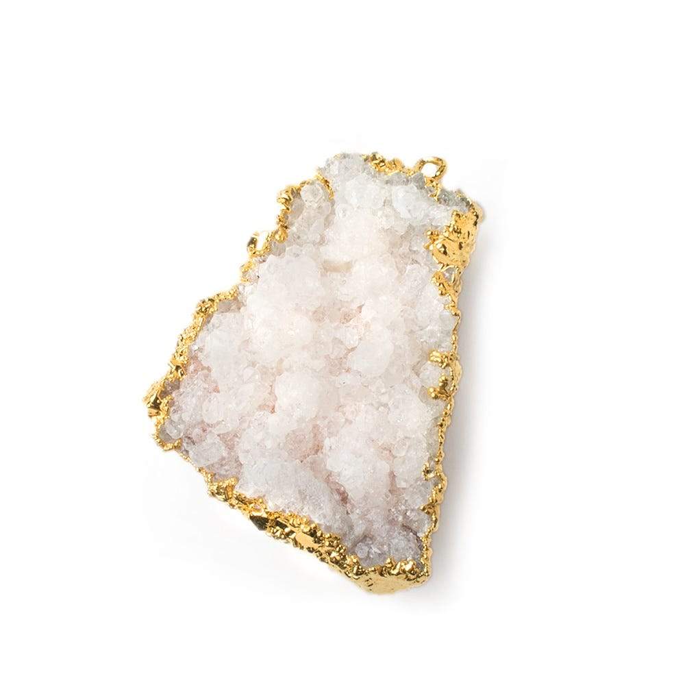 34x27mm 22kt Gold Leaf Edged Calcite Mineral Crystal Pendant 1 piece (ONLINE ORDER ONLY)