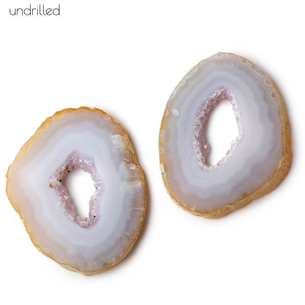 34x27mm Blue Lace Occo Agate Slice Bead Set of 2 pieces (ONLINE ORDER ONLY)