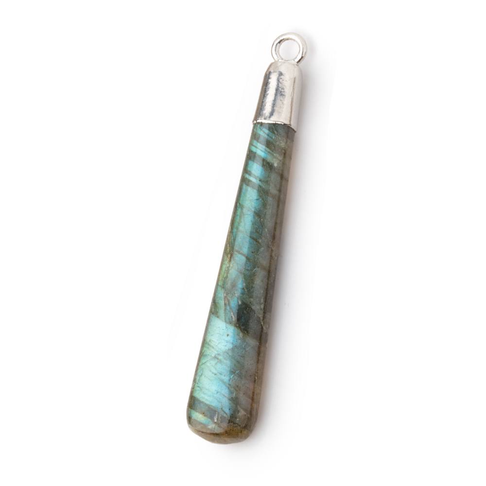34x6-40x7mm Silver Leafed Labradorite Pear Pendant 1 piece (ONLINE ORDER ONLY)