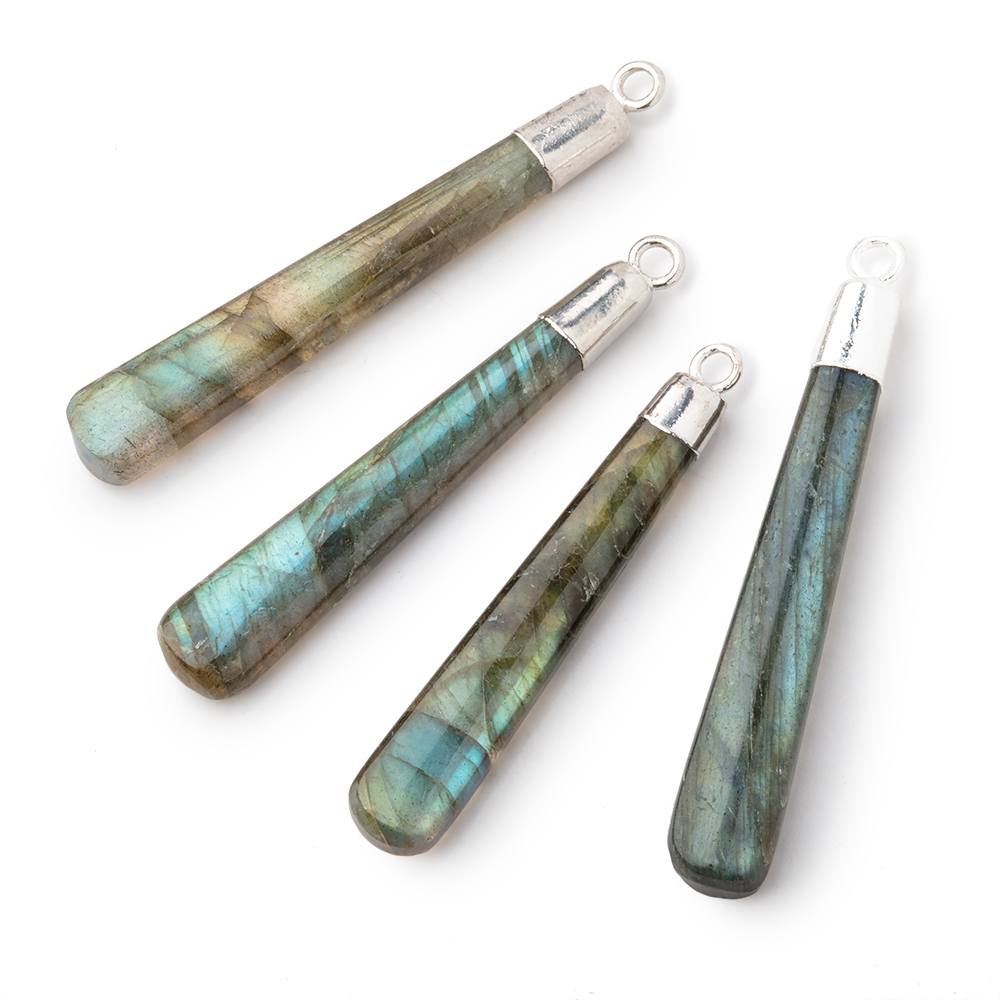 34x6-40x7mm Silver Leafed Labradorite Pear Pendant 1 piece (ONLINE ORDER ONLY)