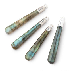 34x6-40x7mm Silver Leafed Labradorite Pear Pendant 1 piece (ONLINE ORDER ONLY)