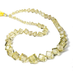 3.5-12mm Lemon Quartz Beveled Edge Cube beads 19 inch 63 pieces (ONLINE ORDER ONLY)