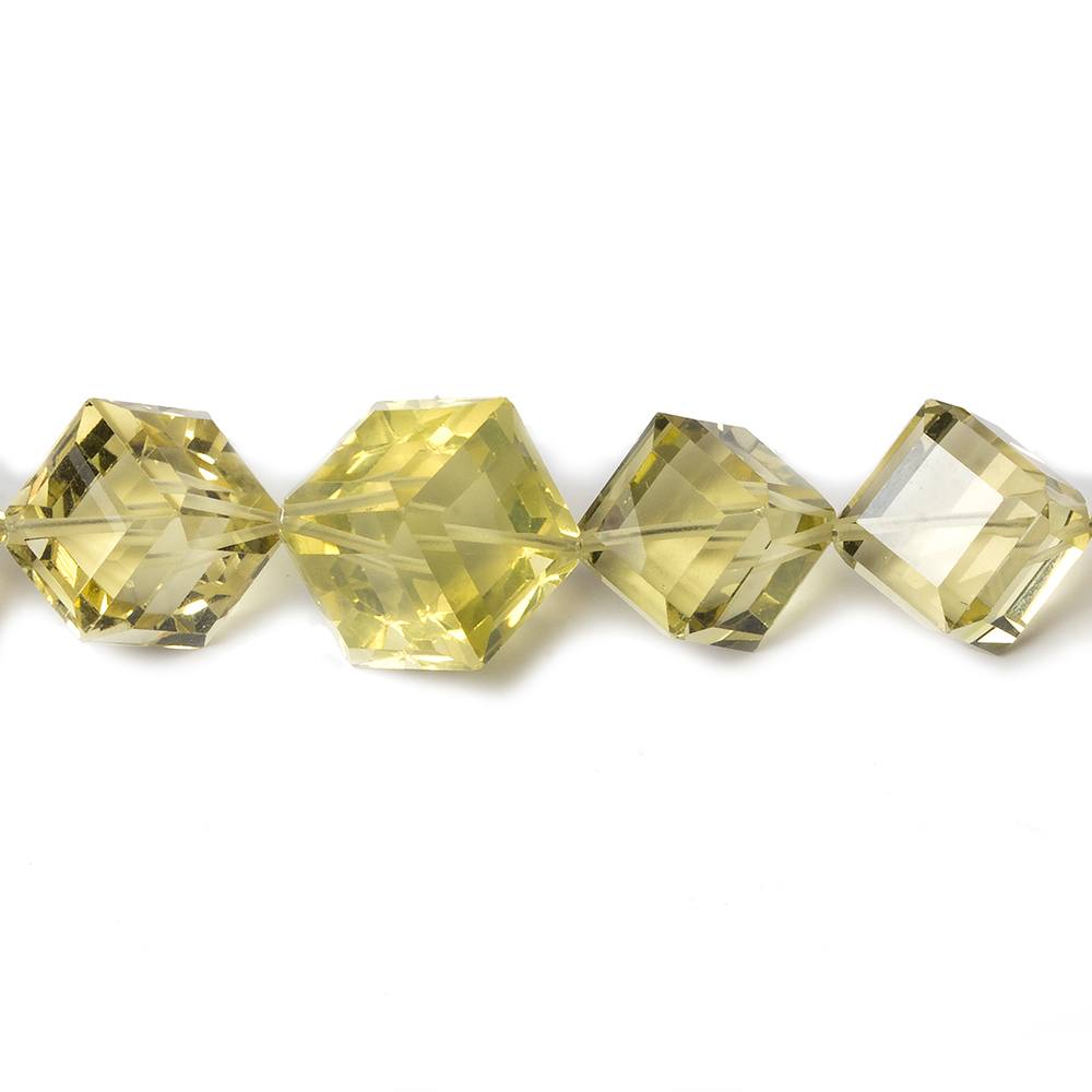 3.5-12mm Lemon Quartz Beveled Edge Cube beads 19 inch 63 pieces (ONLINE ORDER ONLY)