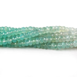3.5-4.5mm Aqua Green Chalcedony faceted rondelles 18 inches 185 beads AA (ONLINE ORDER ONLY)