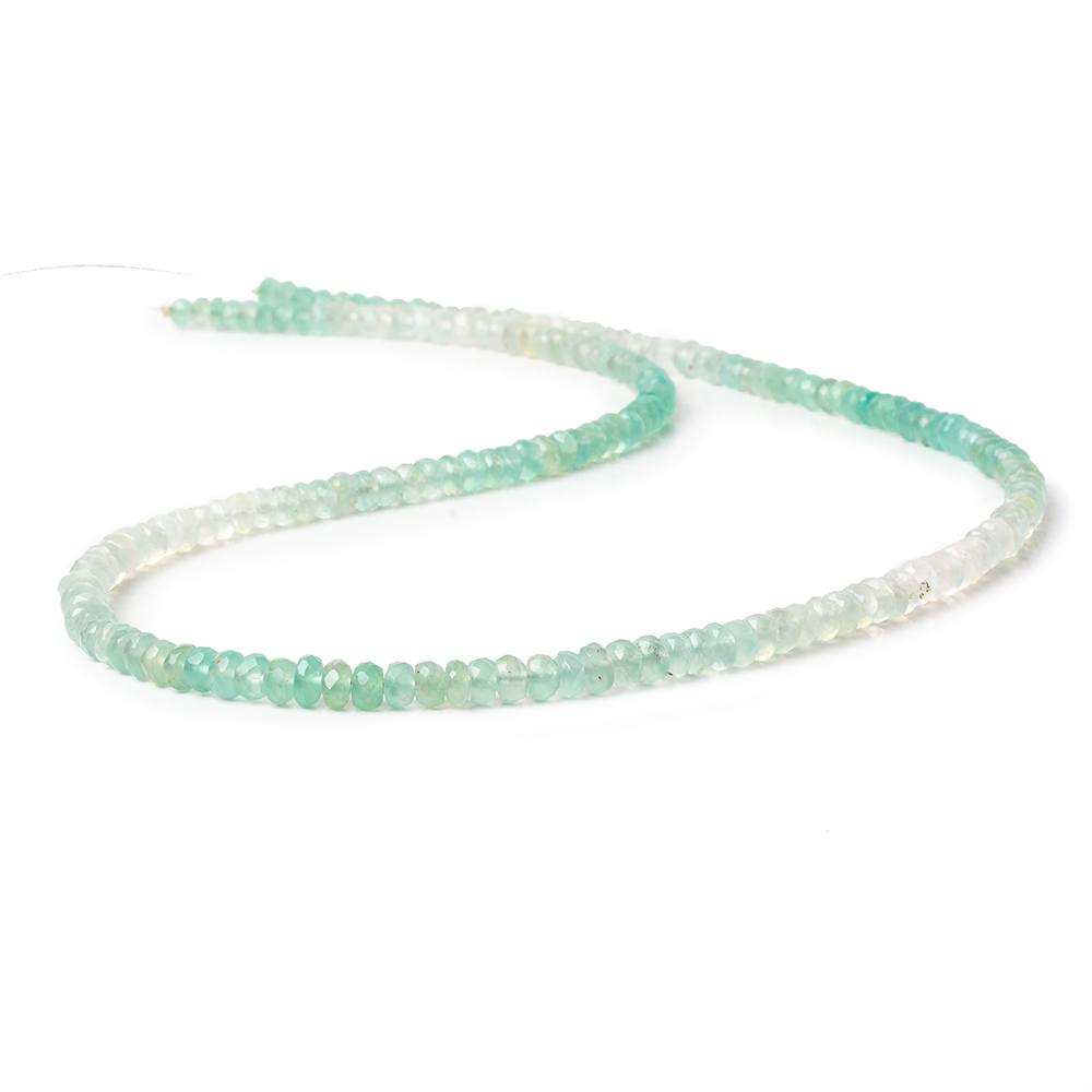 3.5-4.5mm Aqua Green Chalcedony faceted rondelles 18 inches 185 beads AA (ONLINE ORDER ONLY)