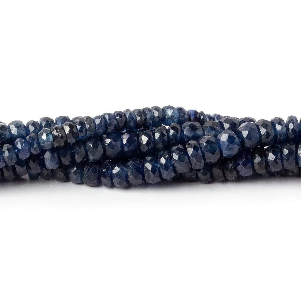 3.5-4.5mm Dark Blue Sapphire faceted rondelles 16 inches 210 beads AA (ONLINE ORDER ONLY)