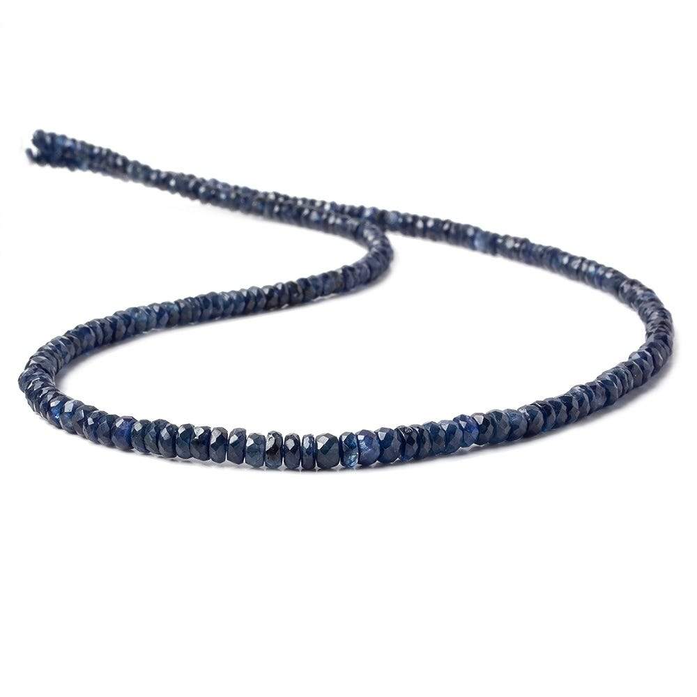 3.5-4.5mm Dark Blue Sapphire faceted rondelles 16 inches 210 beads AA (ONLINE ORDER ONLY)
