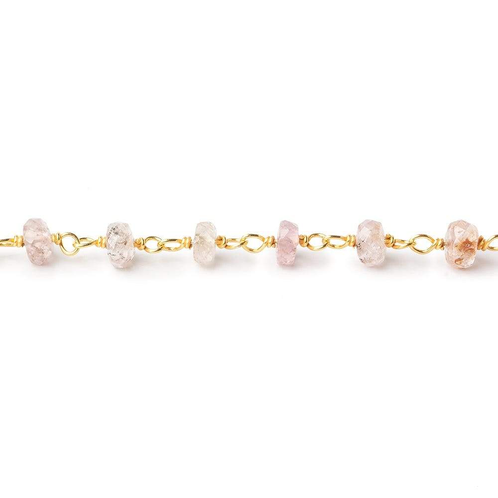 3.5-4.5mm Multi Color Topaz faceted rondelles on Vermeil Chain by the foot 40 beads per (ONLINE ORDER ONLY)