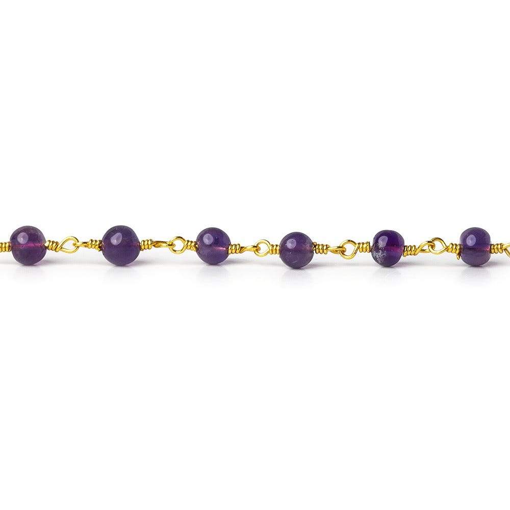3.5-4mm Amethyst plain round Gold Chain by the foot (ONLINE ORDER ONLY)