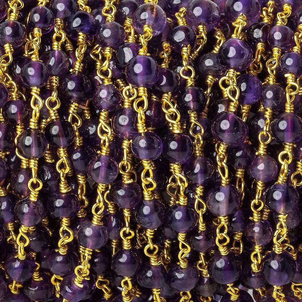 3.5-4mm Amethyst plain round Gold Chain by the foot (ONLINE ORDER ONLY)