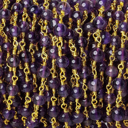 3.5-4mm Amethyst plain round Gold Chain by the foot (ONLINE ORDER ONLY)