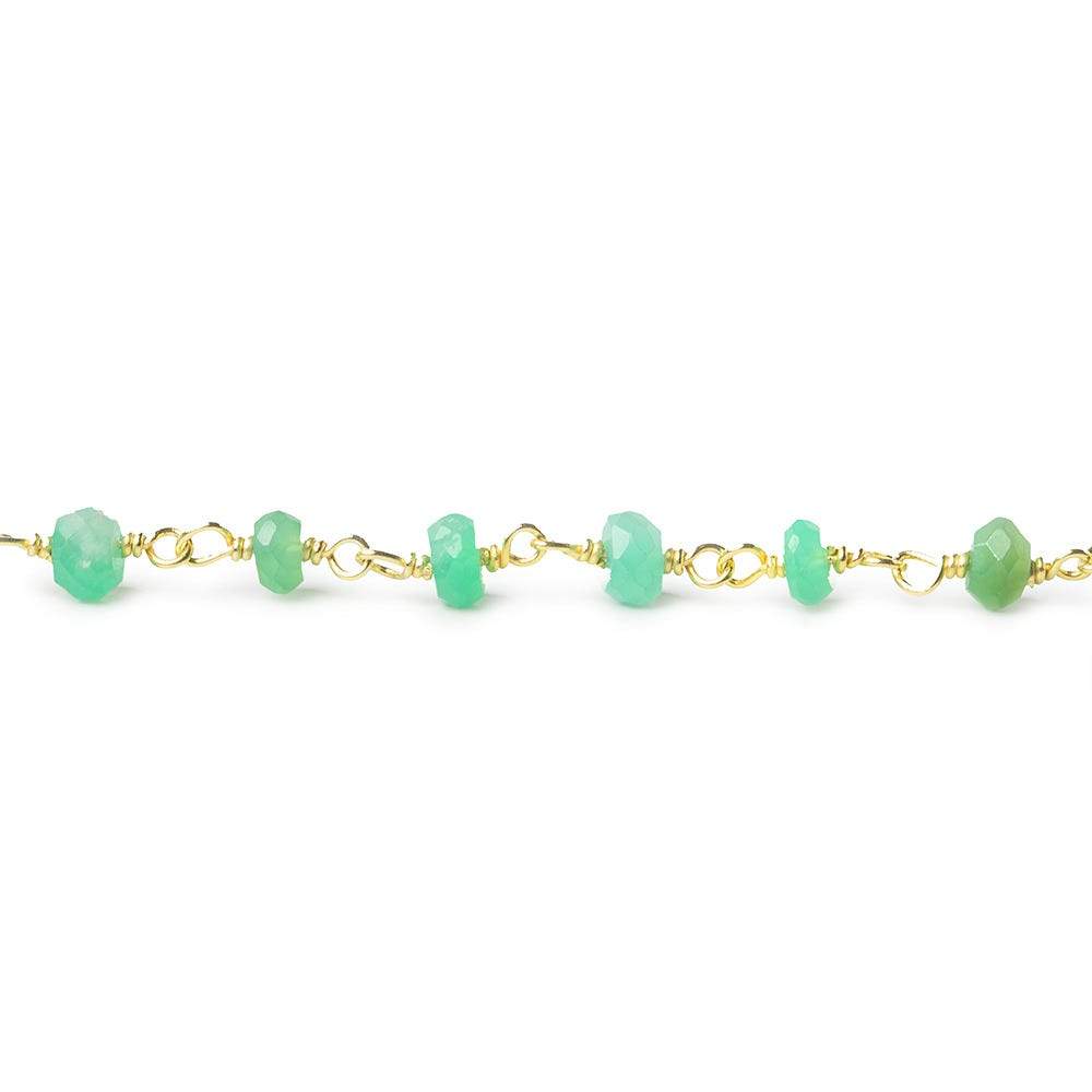 3.5-4mm Chrysoprase faceted rondelle Vermeil Chain by the foot 40 beads (ONLINE ORDER ONLY)