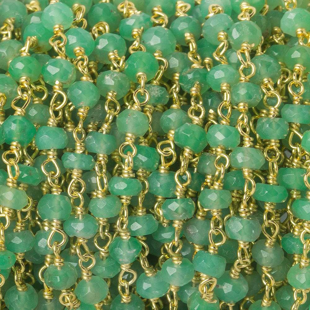 3.5-4mm Chrysoprase faceted rondelle Vermeil Chain by the foot 40 beads (ONLINE ORDER ONLY)
