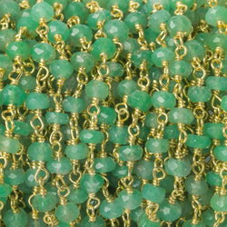 3.5-4mm Chrysoprase faceted rondelle Vermeil Chain by the foot 40 beads (ONLINE ORDER ONLY)