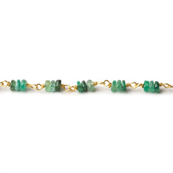 3.5-4mm Emerald faceted rondelle Trio Vermeil Chain by the foot 93 beads per (ONLINE ORDER ONLY)