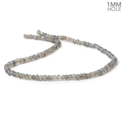 3.5-4mm Labradorite 1mm drill hole faceted rondelle Beads 12.5 inch 125 pieces (ONLINE ORDER ONLY)