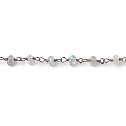 3.5-4mm Labradorite faceted rondelle Black Gold plated Chain by the foot 34 beads (ONLINE ORDER ONLY)