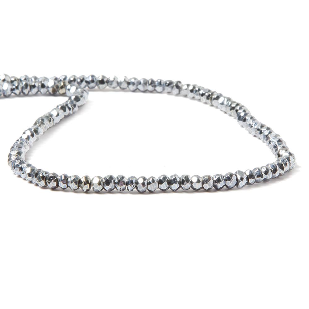 3.5-4mm Metallic Bluish Silver plated Pyrite faceted rondelle Beads 13 inch 104 pcs (ONLINE ORDER ONLY)