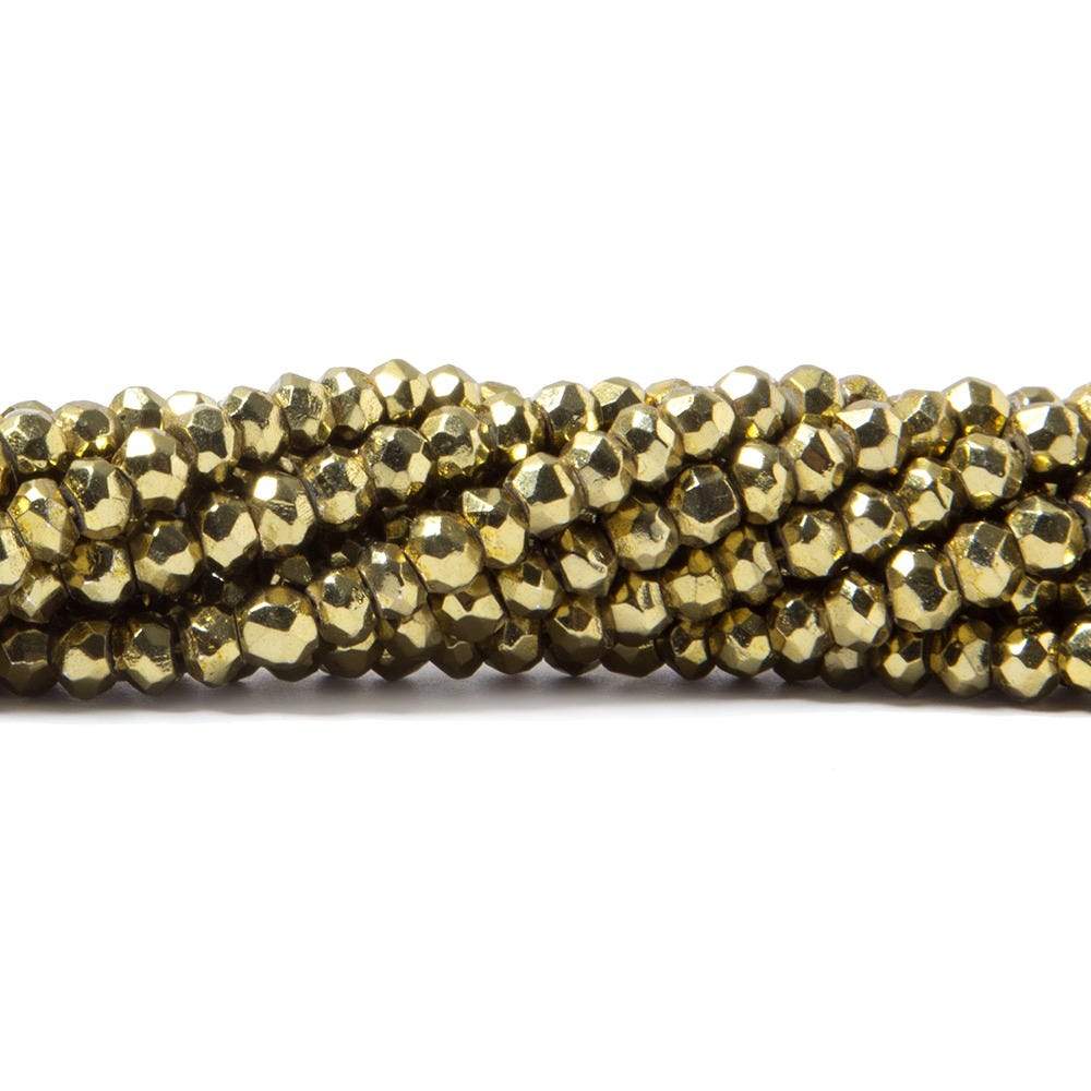 3.5-4mm Metallic Gold plated Pyrite faceted rondelle Beads 13 inch 118 pcs (ONLINE ORDER ONLY)