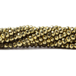 3.5-4mm Metallic Gold plated Pyrite faceted rondelle Beads 13 inch 118 pcs (ONLINE ORDER ONLY)