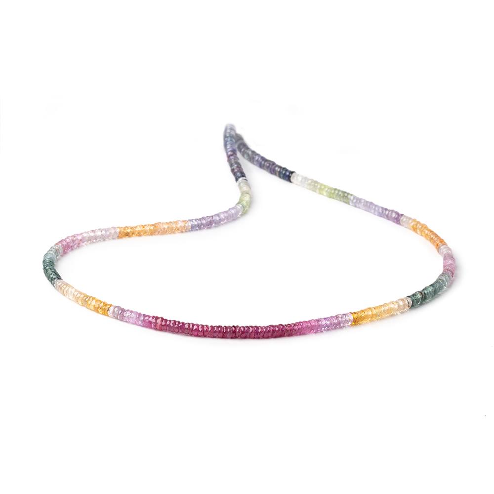 3.5-4mm Multi Color Sapphire & Ruby Faceted Heishi Beads 17 inch 300 pieces (ONLINE ORDER ONLY)