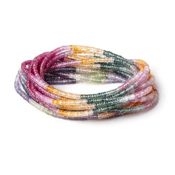 3.5-4mm Multi Color Sapphire & Ruby Faceted Heishi Beads 17 inch 300 pieces (ONLINE ORDER ONLY)