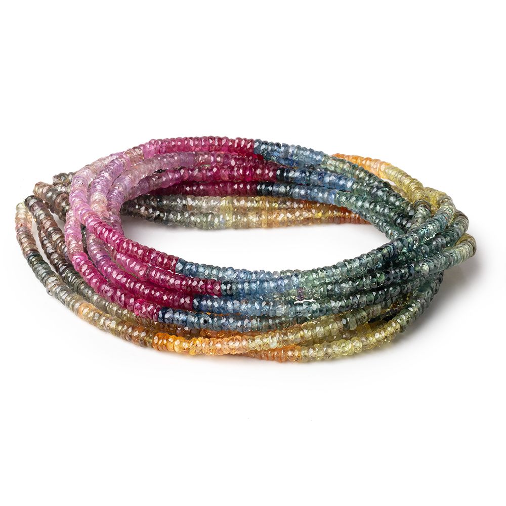 3.5-4mm Multi Color Sapphire & Ruby Faceted Heishi Beads 17.5 inch 290 pieces (ONLINE ORDER ONLY)