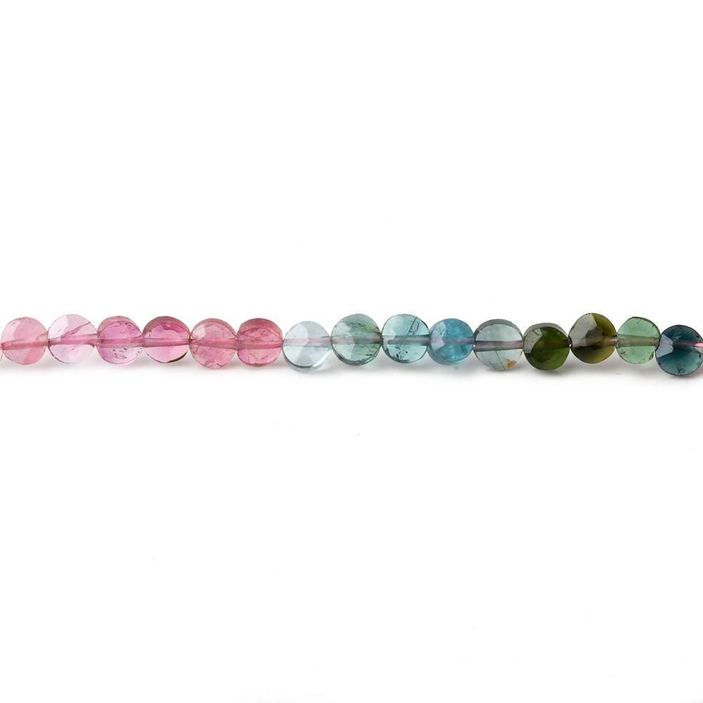 3.5-4mm Multi Color Tourmaline faceted coin Beads 14 inch 89 pieces (ONLINE ORDER ONLY)