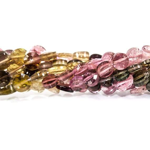 3.5-4mm Multi Color Tourmaline faceted coin Beads 14 inch 89 pieces (ONLINE ORDER ONLY)