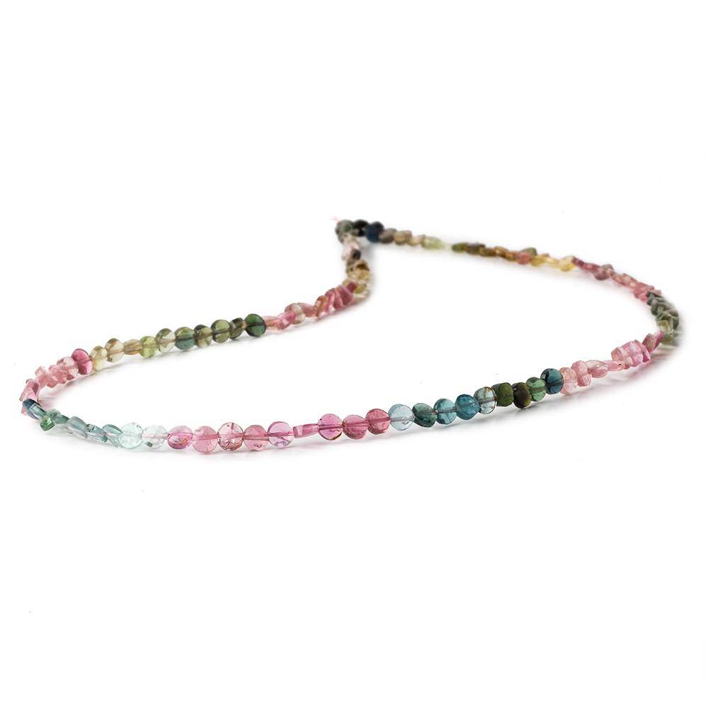 3.5-4mm Multi Color Tourmaline faceted coin Beads 14 inch 89 pieces (ONLINE ORDER ONLY)