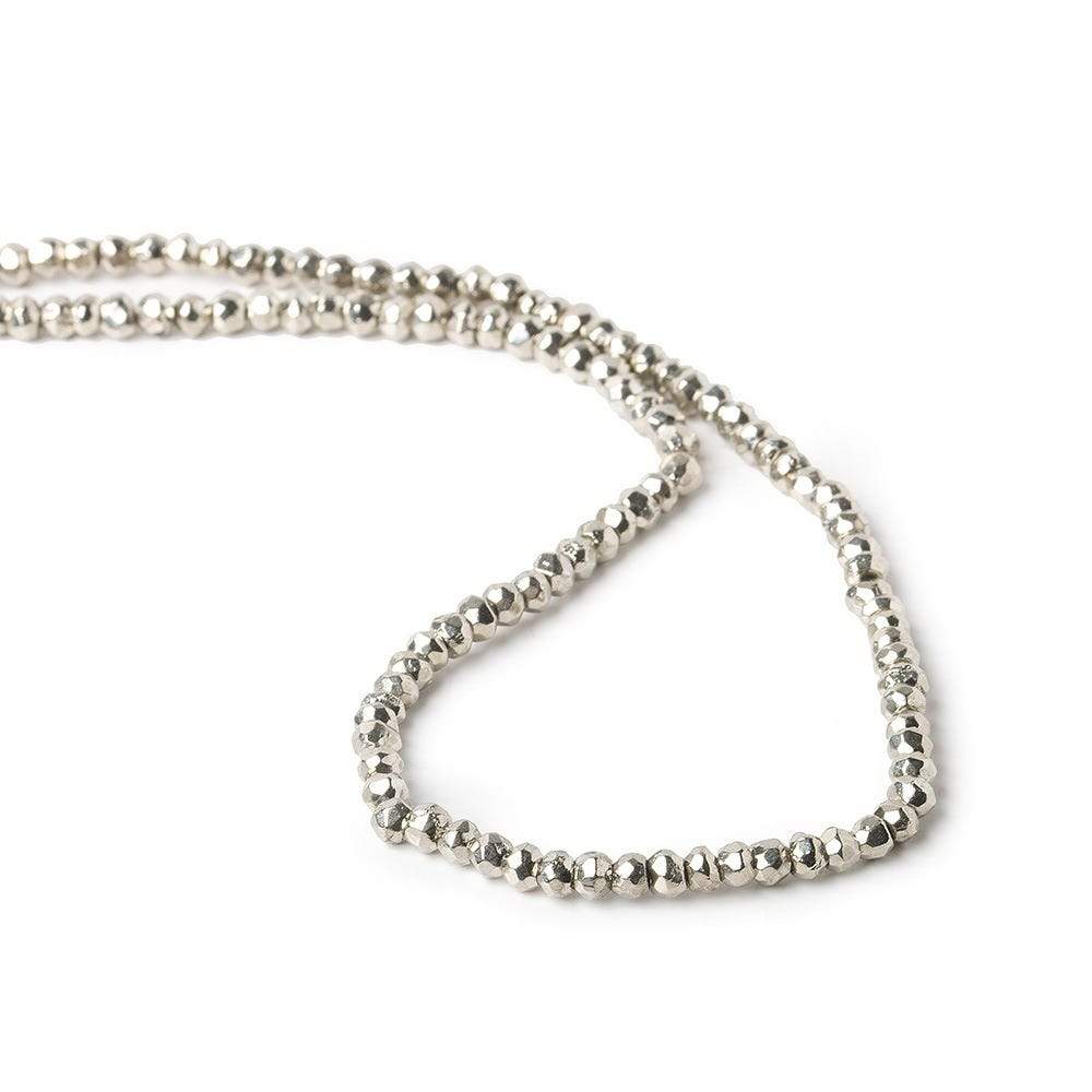 3.5-4mm Platinum Silver plated Pyrite Faceted Rondelle Beads 13 inch 109 pcs (ONLINE ORDER ONLY)