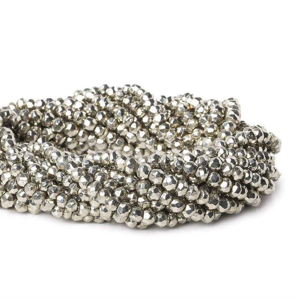 3.5-4mm Platinum Silver plated Pyrite Faceted Rondelle Beads 13 inch 109 pcs (ONLINE ORDER ONLY)