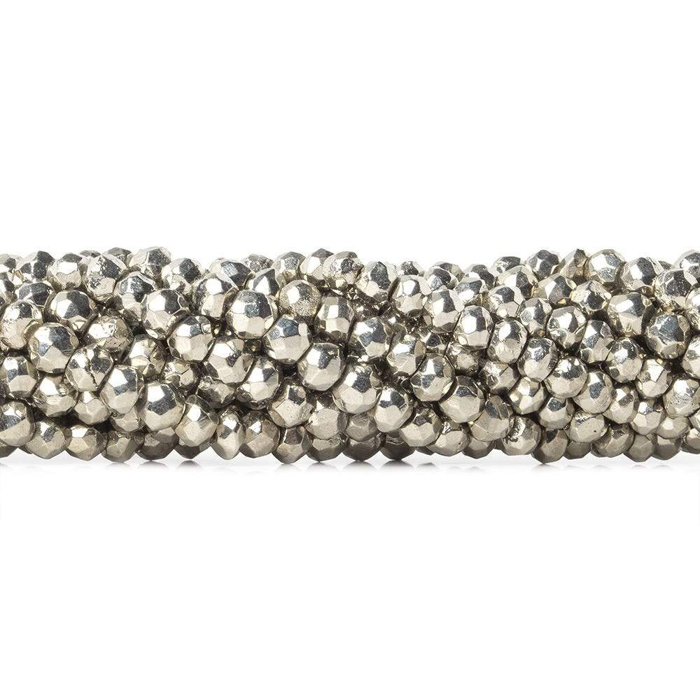 3.5-4mm Platinum Silver plated Pyrite Faceted Rondelle Beads 13 inch 109 pcs (ONLINE ORDER ONLY)