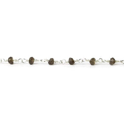 3mm Smoky Quartz faceted rondelle Silver plated Chain by the foot