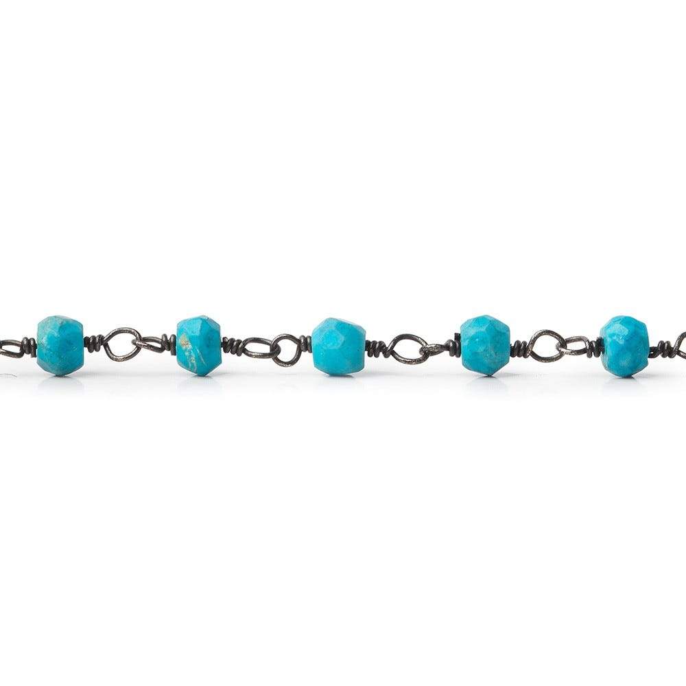 3.5-4mm Turquoise Howlite Black Gold Chain by the foot 37 pcs (ONLINE ORDER ONLY)