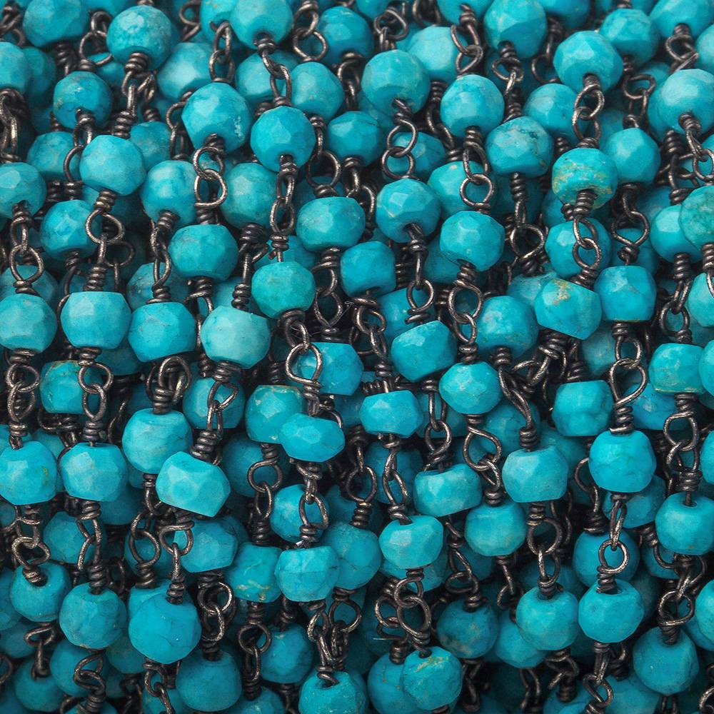 3.5-4mm Turquoise Howlite Black Gold Chain by the foot 37 pcs (ONLINE ORDER ONLY)