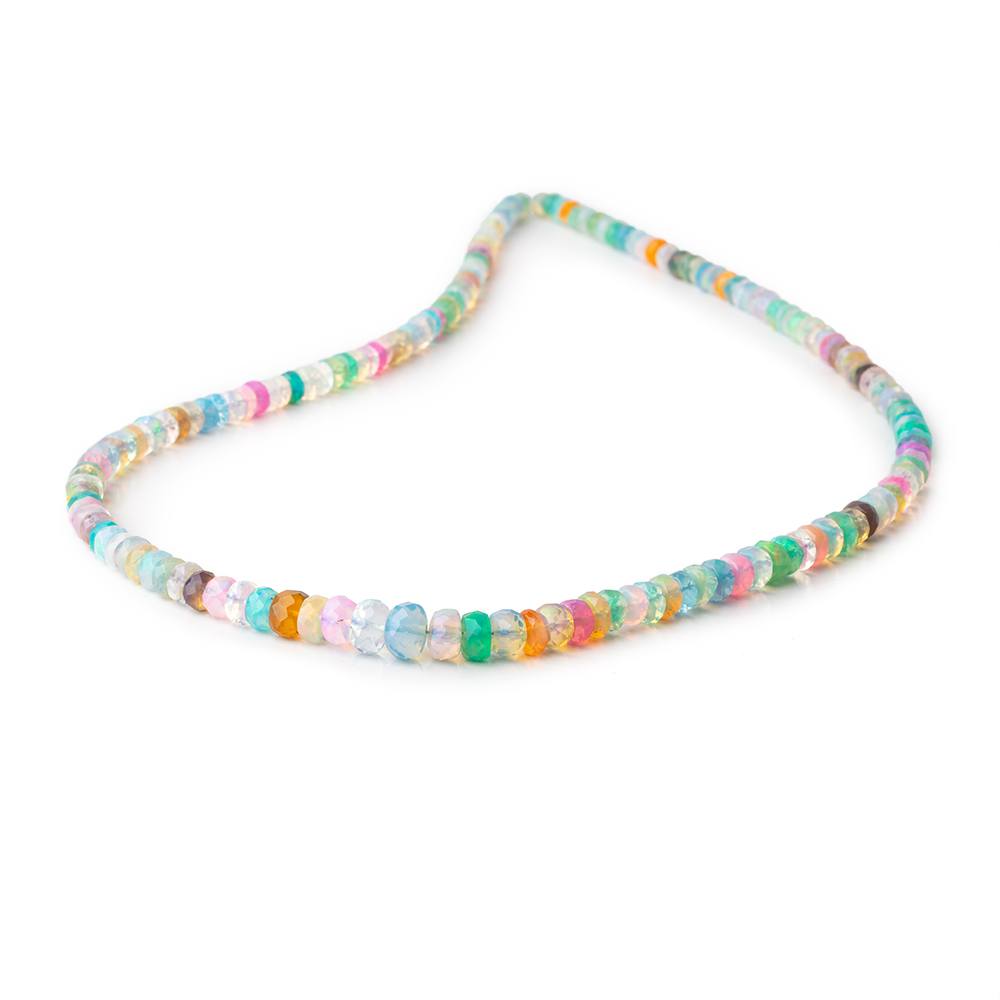 3.5-5.5mm Neon Multi Color Ethiopian Opal Faceted Rondelles 16 inch 172 Beads AA (ONLINE ORDER ONLY)