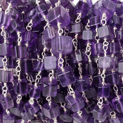 3.5-5mm Amethyst Plain Cubes on Sterling Silver Chain (ONLINE ORDER ONLY)