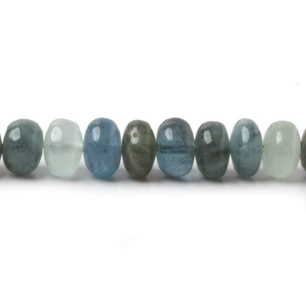 3.5-6.5mm Aqua & Moss Aquamarine plain rondelles 18 inch 155 beads AA (ONLINE ORDER ONLY)