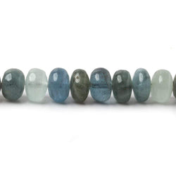 3.5-6.5mm Aqua & Moss Aquamarine plain rondelles 18 inch 155 beads AA (ONLINE ORDER ONLY)