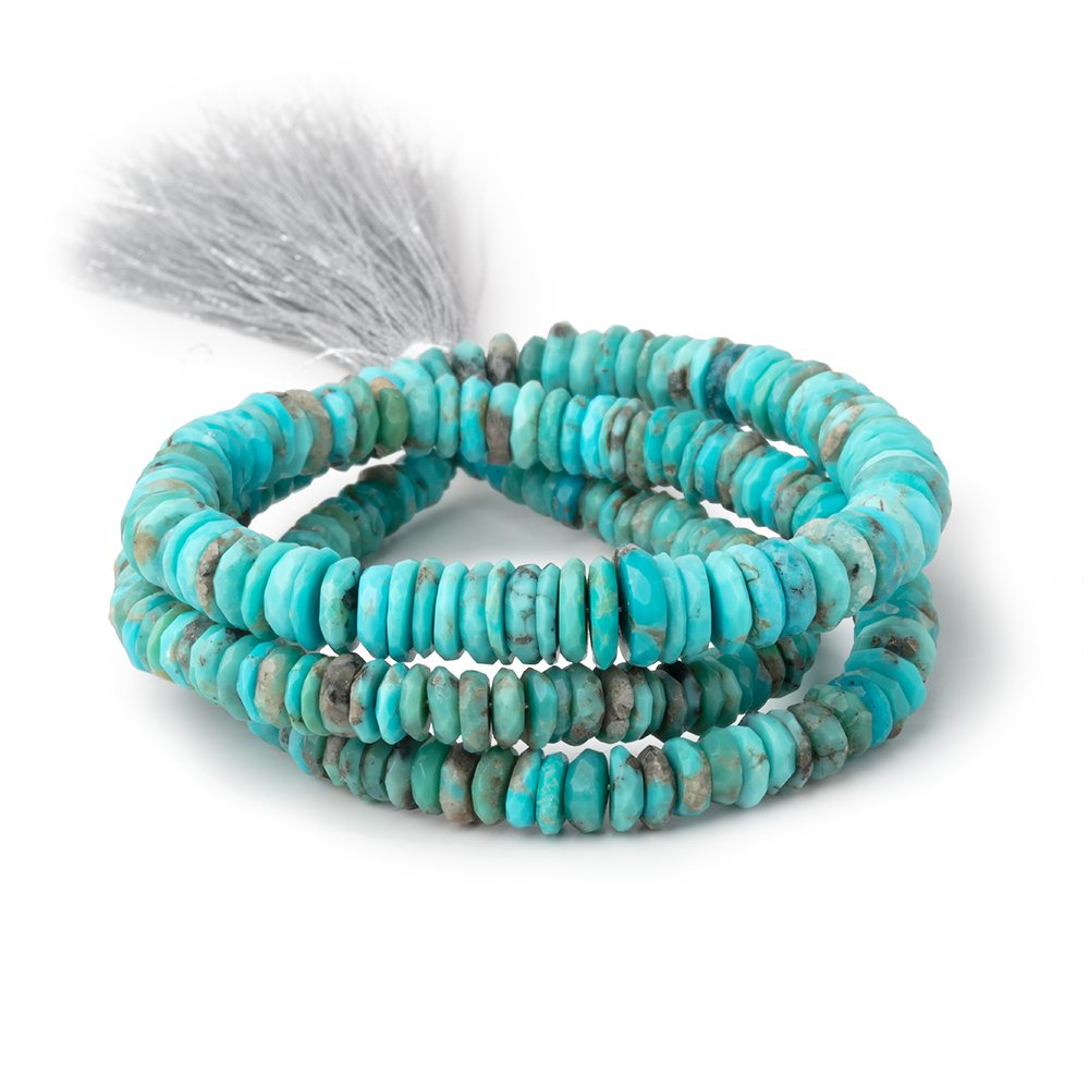 3.5-7.5mm Sleeping Beauty Turquoise Faceted Heishi Beads 16 inch 254 pieces AA (ONLINE ORDER ONLY)