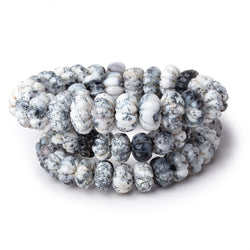 7.5-12.5mm Dendritic Opal Hand Carved Melon Rondelles 18 inch 74 beads AA
