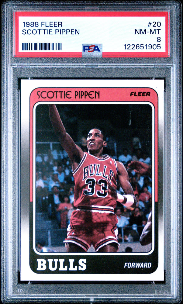 Graded 1988-89 Fleer Scottie Pippen #20 Rookie RC Basketball Card PSA 8 Near Mint (ONLINE ORDER ONLY)