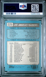 Graded 1988 Topps Raiders Team Leaders - Bo Jackson #325 Football Card PSA 6 Excellent