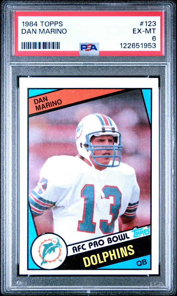 Graded 1984 Topps Dan Marino #123 Rookie RC Football Card PSA 6 Excellent (ONLINE ORDER ONLY)
