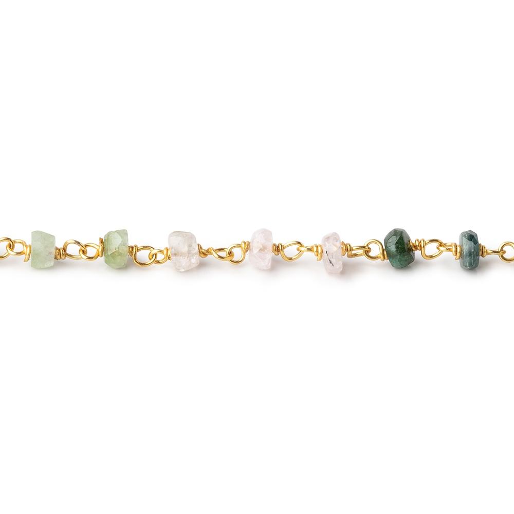 3.5mm Afghani Multi Color Tourmaline Faceted Rondelles on Vermeil Chain by the foot (ONLINE ORDER ONLY)