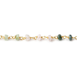 3.5mm Afghani Multi Color Tourmaline Faceted Rondelles on Vermeil Chain by the foot (ONLINE ORDER ONLY)