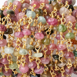 3.5mm Afghani Tourmaline Plain Rondelles on Vermeil Chain (ONLINE ORDER ONLY)