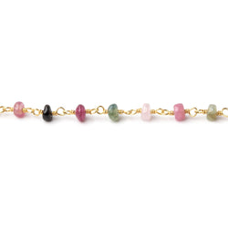 3.5mm Afghani Tourmaline Plain Rondelles on Vermeil Chain (ONLINE ORDER ONLY)